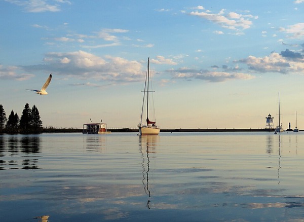 Grand Marais harbor at dusk